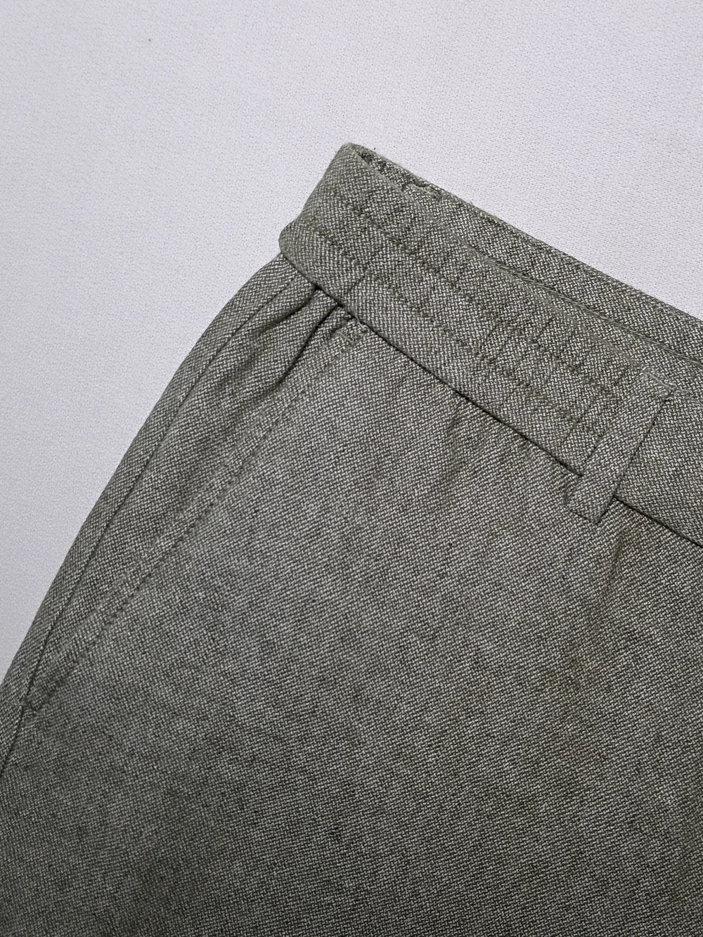 Banana Republic Mens Athletic Fit Linen Blend Trousers 33X27 Sage Drawstring